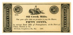 1837 Oil Creek Mills 50 Cents Pennsylvania PA (L6847)