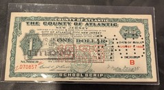 $1 1934 The County of Atlantic School Scrip New Jersey!!!!!