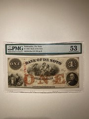 Bank of De Soto Nebraska $1 1859 about uncirculated