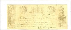 1861 25C Town of Leesburg, VA Obsolete Note Civil War Scrip #7310