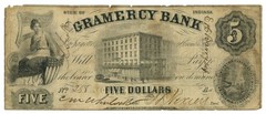 1852 Gramercy Bank La Fayette IN $5 Obsolete Note W356-4 R5 (66804)