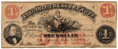 ORIGINAL CIVIL WAR CONFEDERATE 1862 RICHMOND VIRGINIA CSA $1 TREASURY BANK NOTE