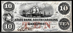 May 1860 Charleston South Carolina State Bank $10 Dollar Obsolete Note SN #98