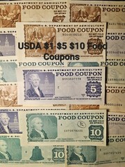 USDA Food Coupons $1 $5 $10 Full Stamp Excellent AU Lot Of 3 Paper Food-Stamps