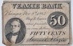 Obsolete Currency 1862 Veazie Bank Fifty Cents 50c RARE #101371