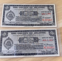 1933 $1 Atlantic County Depression Scrip Notes • Brown/Black Nov. 1 Issue • 2 Co