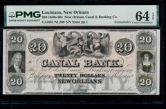 AC Obsolete Canal Bank of New Orleans, Louisiana $20 PMG 64 EPQ LA 105 G20b