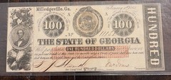 The State of GEORGIA – Obsolete – $100 Dollars 1863 – Nice Crisp Uncirculated BU