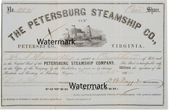 Confederate Blockade Runner Stock Certificate PETERSBURG STEAMSHIP REPRODUCTION