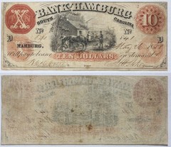 1858 Bank of Hamburg South Carolina $10 Obsolete Currency SC-490-30 6UWH
