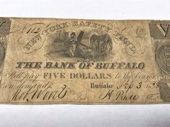 A&O-Buffalo, New York $5 NY Safety Fund 1838 Fully Issued