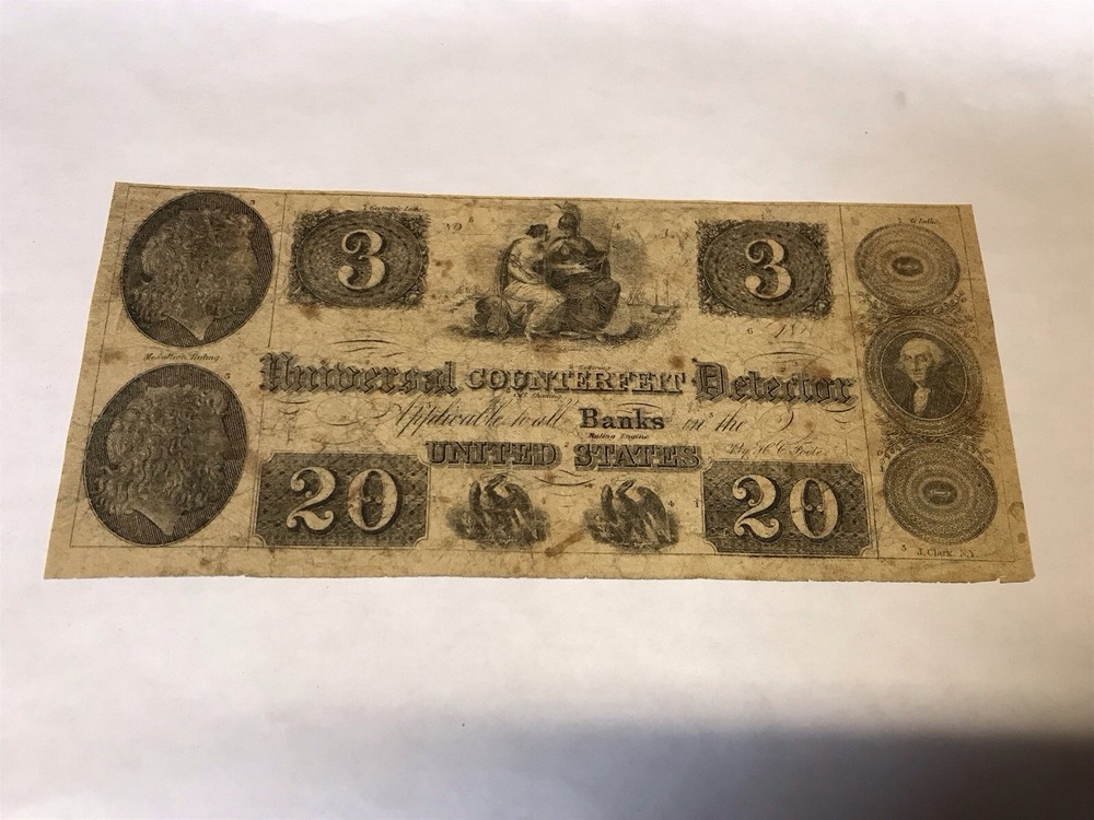 A&O-Foote CTF Detector Sample Note-$3-$20 Combo-Universal Banks-BY J.Clark-NY