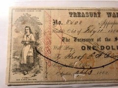1860 Texas Treasury Warrant $1.00 Holes #18074