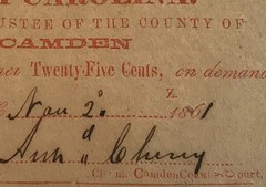 A&O-1861 Camden County,North Carolina 25 Cents Genuine CAM 35B NC-Error