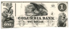 185X Columbia Bank, Washington D.C. $1 Proof Note 193-G2 Eagle Design (D59231)