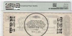 1872 SOUTH CAROLINA Columbia, $10 State Banknote Obsolete Currency, PMG ChUNC 64