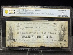 1861 25C The Corporation of Charlestown, Virginia 25 Cents PCGS Choice Fine S6