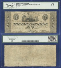 GEORGIA 5 DOLLARS 1837 PERRY FARMERS BANK OF FLORIDA FINE 15