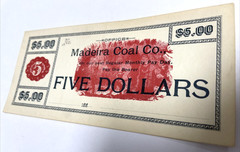 1880 $5 MADEIRA COAL CO. OBSOLETE CURRENCY SCRIP LONE STAR OHIO 188X’s