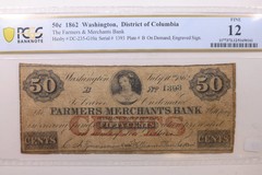 1862 50 Cent Farmers/Merchants Bank, Wash D.C, Obsolete, PCGS F12, STORE#GDC026.