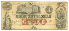 1851 Bank of the Union Washington DC $1 Obsolete Note – Remainder (67102)