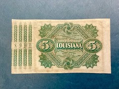 ~1875 $ 5 Five Dollars State of Louisiana Baby Bond – Rare “Issued for Warrant”