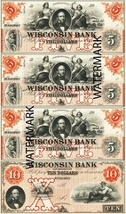 $5-$5-$5-$10 Wisconsin Bank of Madison WI Obsolete Currency Sheet – REPRODUCTION
