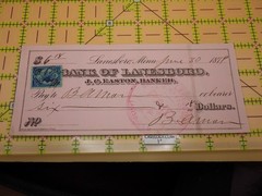1877 Bank of Lanesboro MN Historical Check JC Easton Pioneer Banker Revenue Stam