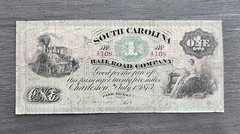 $1 1873 Charleston South Carolina SC Obsolete Currency Bank Note! Rail Road Co.