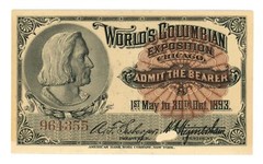 1893 Worlds Columbian Exposition ticket Chicago IL (L5075)