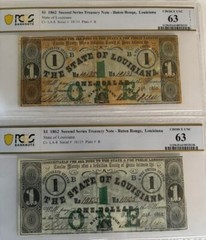 $1 1862 Baton Rouge, Louisiana, Obsolete Currency, Emergency Civil War Era CU 63