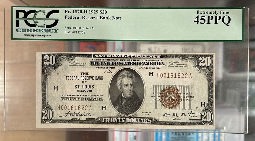 1929 $20 Twenty Dollar Bill PMG Certified St. Louis Missouri 45 PPQ