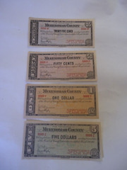 OREGON DEPRESSION SCRIP MULTNOMAH COUNTY 4 PIECE-,25-,50-$1-$5-SPECIMEN SET –