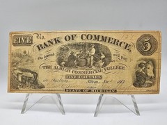 1863 $5 «The Albion Commercial College Bank Of Commerce» Obsolete Currency