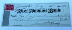 1899 RHINEBECK, NY 1ST NATL BANK BRIGHT XF+ VERY NICE CRISP PAID REVENUE STAMP