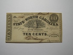 $.10 1862 Raleigh North Carolina Obsolete Currency Bank Note Bill NC State UNC+