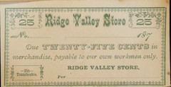 GA 25¢ ROME Floyd County Georgia Ridge Valley Store 1870s scrip remainder