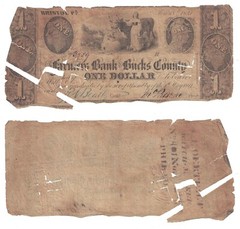 1841 $1 Farmers Bank Of Bucks County, C.E. Oertelt Reverse Advertisement