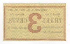 1864 3c Morrill & Silsby – Concord, NEW HAMPSHIRE Merchant Scrip CU