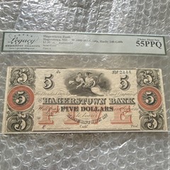 Hagerstown Bank $5 Obsolete Banknote Maryland Legacy Grading 55PPQ