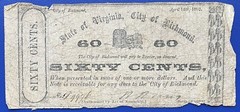 Obsolete Currency – Sixty Cents 1862 State of Virginia City of Richmond #73657