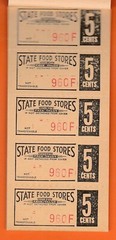 State Food Stores Coupons strip of 5 – 5 cents SCRIP TOKEN UNC WEST VIRGINIA.