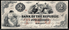 Aug 17, 1855 Providence Rhode Island Bank Of The Republic $2 Obsolete Note SN755