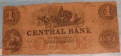 1856 $1 Central Bank of Alabama Obsolete Banknote Ornate Horse Wagon Scene