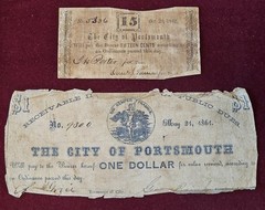 The City of Portsmouth Virginia $1 Public Dues From 1861 & 15 Cents From 1862