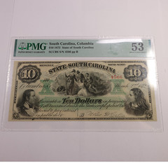 1872 PMG AU 53 $10 Ten Dollar State of South Carolina Note #56210F