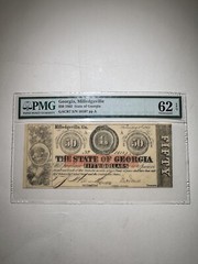 State Of Georgia Milledgeville $50 1863 Uncirculated 63 EPQ