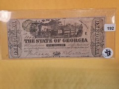 1863 State Of Georgia Circulated $ 1.00 One Dollar Bill