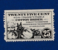 Cotton Order STAMP IG5 .25 cent stamped paid U.S.D.A scrip token PAPER ERROR