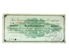 1907 San Francisco Clearing House California $10 Certificate GREEN dollar bill